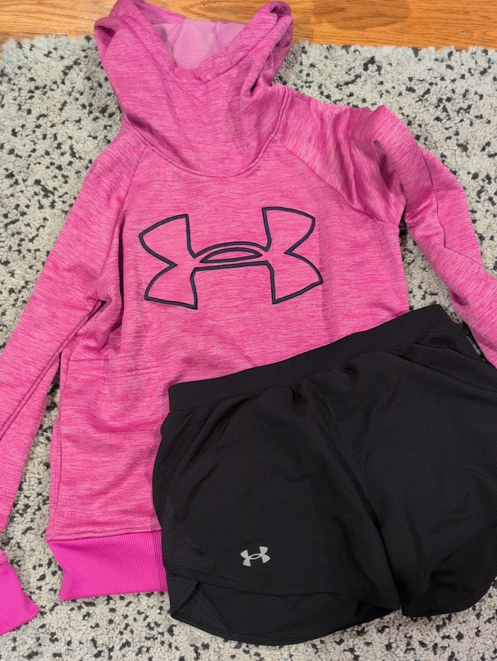 Woman Under Armour Pink Hoodie with Black Logo